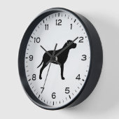 Pit Bull Dog Silhouette mit Zahlen und Minuten Uhr (Winkel)