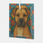 Pit Bull Dog "Stainted Glass" Ornament Aus Glas (Vorderseite links)