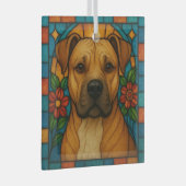 Pit Bull Dog "Stainted Glass" Ornament Aus Glas (Vorderseite Rechts)