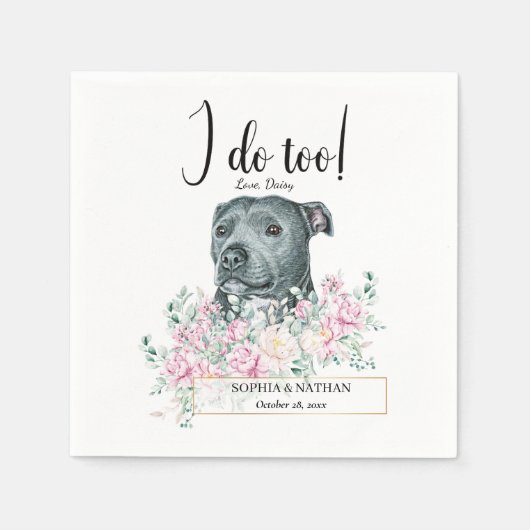 Pit Bull Dog Wedding Cocktail Napkins Serviette (Vorderseite)