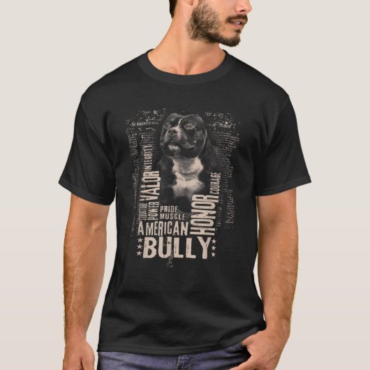 Pit Bull ehrt Power und Stolz auf American Bully T-Shirt (Vorderseite)
