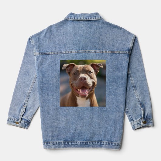 Pit Bull-Foto hinzufügen Anpassen Jeansjacke (Rückseite)