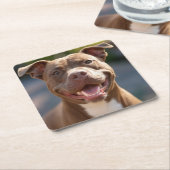 Pit Bull-Foto hinzufügen Anpassen Rechteckiger Pappuntersetzer (angewinkelt)