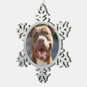 Pit Bull-Foto hinzufügen Anpassen Schneeflocken Zinn-Ornament (Rechts)