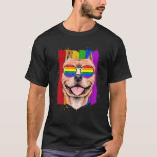 Pit Bull Gay Pride LGBT Regenbogenflagge Hundelove T-Shirt
