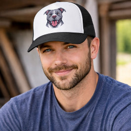 Pit Bull Graphic Art -Bully Breed Dogs- Dog Lover Truckerkappe