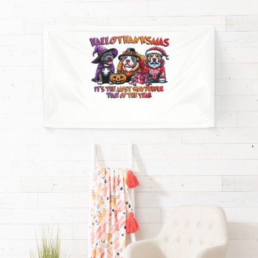 Pit Bull Halloween Erntedank Weihnachtsklassiker Banner (Insitu)