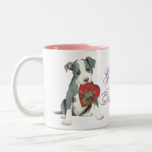 Pit Bull Heart Mama Zweifarbige Tasse