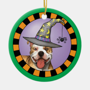 Pit Bull Hexe Keramikornament