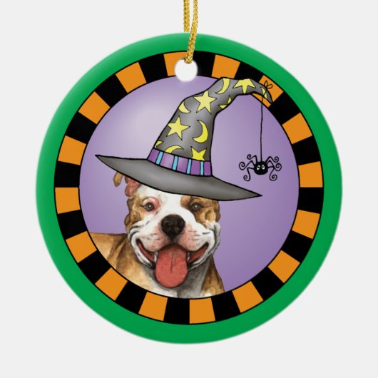 Pit Bull Hexe Keramikornament (Vorne)