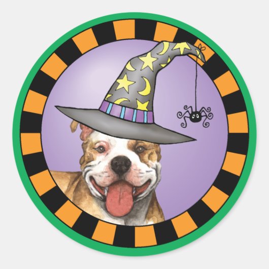 Pit Bull Hexe Runder Aufkleber (Vorderseite)