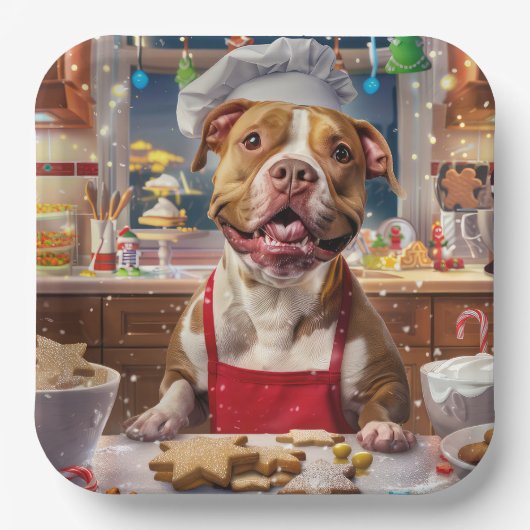 Pit Bull Holiday Baking: Festliche Weihnachten Pappteller (Vorderseite)