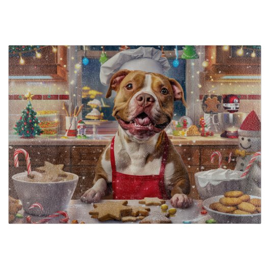 Pit Bull Holiday Baking: Festliche Weihnachten Schneidebrett (Vorderseite)