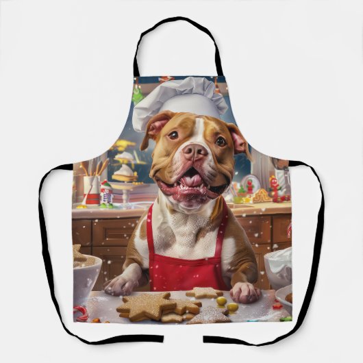 Pit Bull Holiday Baking: Festliche Weihnachten Schürze (Vorderseite)