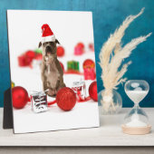 Pit Bull Hund mit Geschenkboxen und Weihnachtsschm Fotoplatte (Seite)