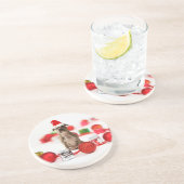 Pit Bull Hund mit Geschenkboxen und Weihnachtsschm Sandstein Untersetzer (Seite)