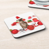 Pit Bull Hund mit Geschenkboxen und Weihnachtsschm Untersetzer (Linke Seite)