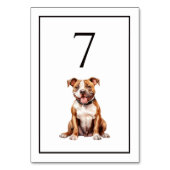 Pit Bull Hund Wasserfarbe Tischnummer (Rückseite)