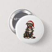 Pit bull Hund Weihnachtslicht Weihnachtsmannmütze  Button (Vorne & Hinten)