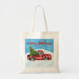 Pit Bull in Retro Red Truck Weihnachts-Tasche Tragetasche