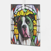 Pit Bull in "verkettetem Glas" Ornament Aus Glas (Vorderseite links)