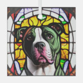 Pit Bull in "verkettetem Glas" Ornament Aus Glas (Vorderseite)