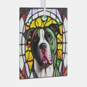 Pit Bull in "verkettetem Glas" Ornament Aus Glas (Vorderseite Rechts)