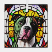 Pit Bull in "verkettetem Glas" Ornament Aus Glas (Rückseite)