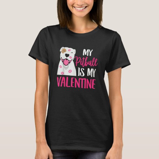 Pit Bull Is My Valentine Dog Love R Dad Mom Boy Gi T-Shirt (Vorderseite)