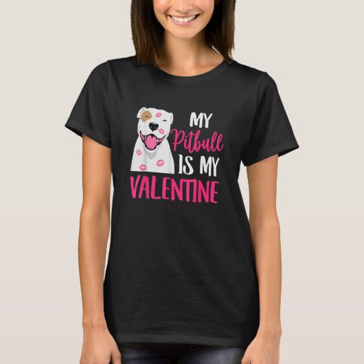Pit Bull ist mein Valentinhund Liebe R Vater Mama  T-Shirt (Vorderseite)
