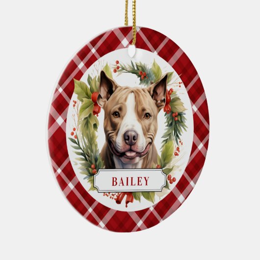 Pit Bull Keramik Circle Ornament (Rechts)