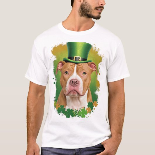 Pit Bull Leprechaun St Patricks Day Dog Hausbesitz T-Shirt (Vorderseite)