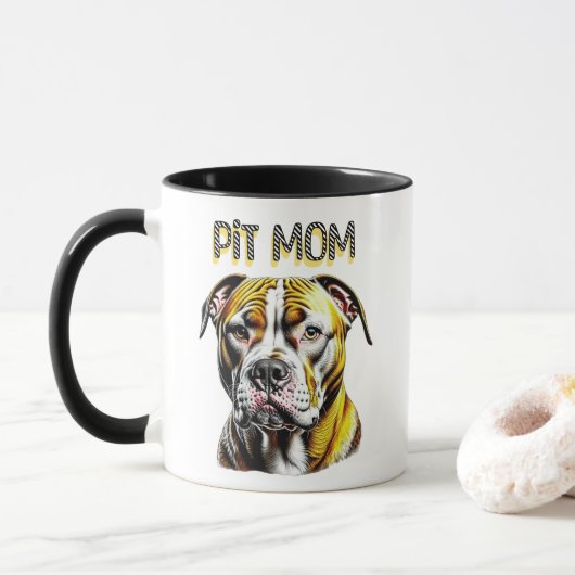 Pit Bull-Mama | Hunde Lover Tasse (Mit Donut)