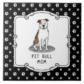Pit Bull-Mama (lt brindle white 3) Fliese (Vorderseite)