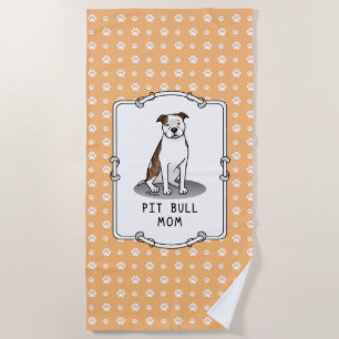 Pit Bull Mama (lt brindle white 3) Hunde Mama Strandtuch