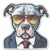 Pit Bull mit Anzug und Sonnenbrille Digitaler Patc Aufkleber (Vorderseite)