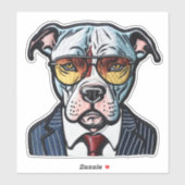 Pit Bull mit Anzug und Sonnenbrille Digitaler Patc Aufkleber (Blatt)