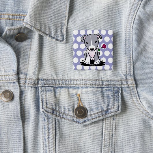 Pit Bull mit Blume Button (Beispiel)