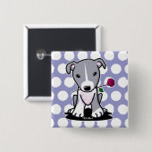 Pit Bull mit Blume Button (Vorne & Hinten)