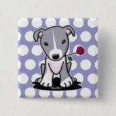 Pit Bull mit Blume Button (Vorderseite)