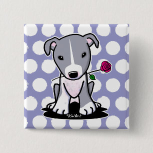 Pit Bull mit Blume Button
