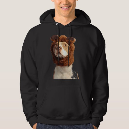 Pit Bull mit Hut Hoodie (Vorderseite)