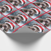 Pit Bull mit Weihnachtsmannmütze Weihnachten Geschenkpapier (Ecke)