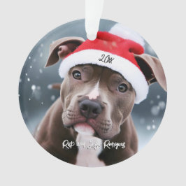 Pit Bull mit Weihnachtsmannmütze Weihnachten Ornament