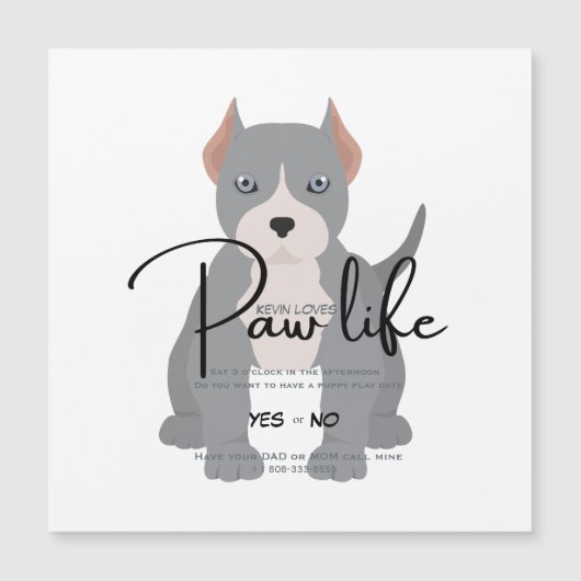 Pit bull paw life play date Einladung (Vorderseite)