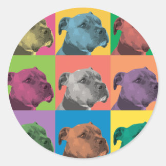 Pit Bull Pop-Art Runder Aufkleber
