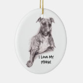 Pit Bull Portrait in Charcoal Keramikornament (Rechts)