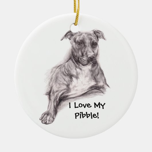 Pit Bull Portrait in Charcoal Keramikornament (Vorne)