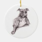 Pit Bull Portrait in Charcoal Keramikornament (Hinten)