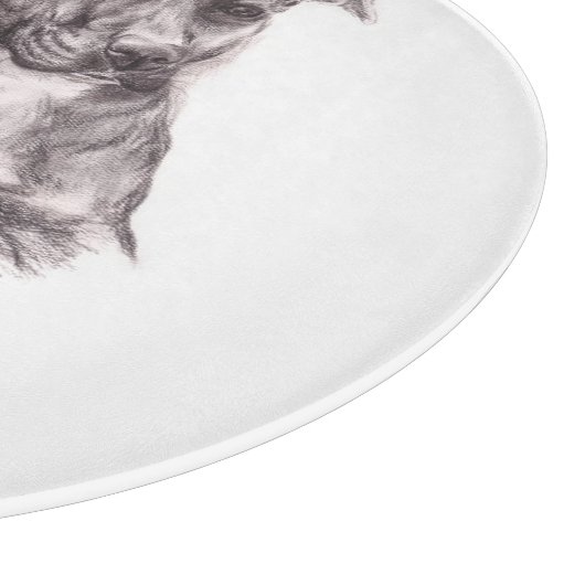 Pit Bull Portrait in Charcoal Schneidebrett (Ecke)